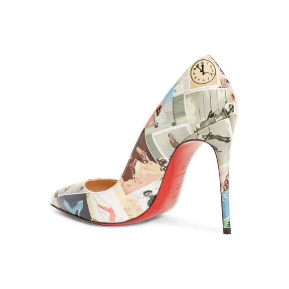 Christian Louboutin Pigalle Follies 100 Patent Collage Black Blue Heel Pump 37 - Picture 8 of 11